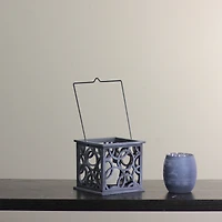 4.75" Cut-Out Circle Votive Candle Holder, Gray