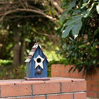 Glitzhome® 9" Solid Wood & Metal Rustic Style Birdhouse