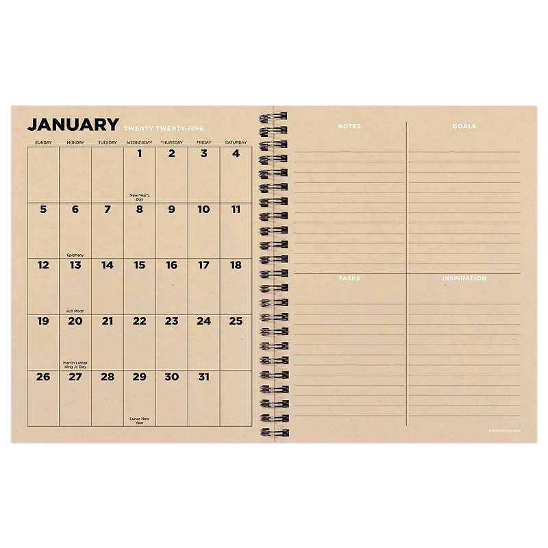 TF Publishing 2025 Medium Classic Composition Weekly Monthly Spiral Planner
