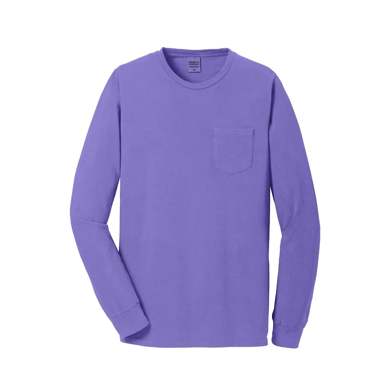 Port & Company® Beach Wash® Garment-Dyed Long Sleeve Pocket T-Shirt