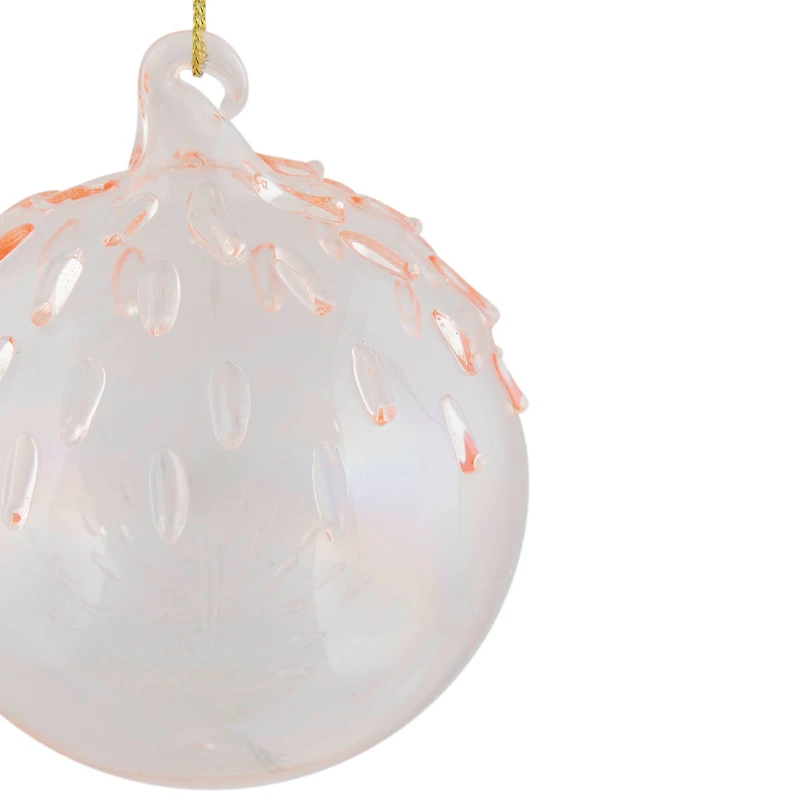 3" Pink Iridescent Glass Ball Ornament