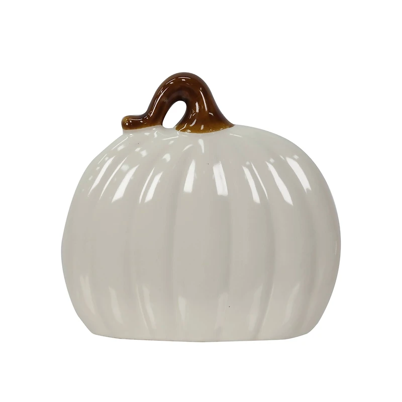 5.5" Cream Ceramic Pumpkin Tabletop Décor by Ashland®