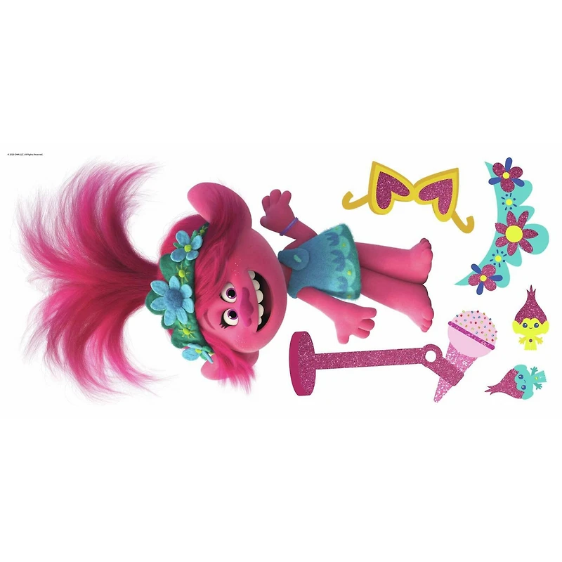 RoomMates Trolls World Tour Poppy Glitter Peel & Stick Giant Decals