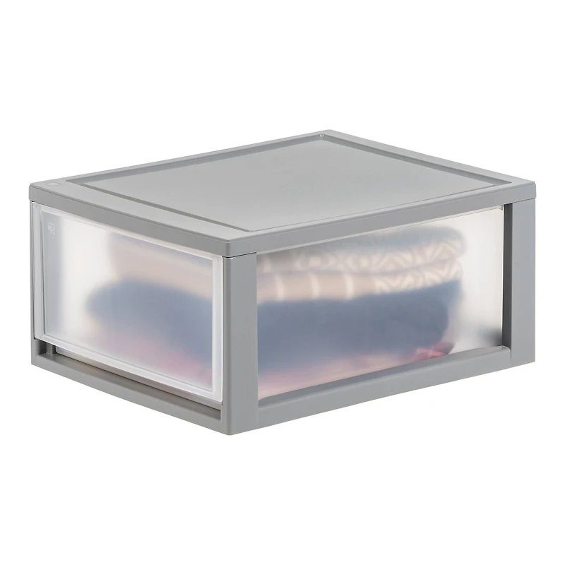 IRIS® 29.5qt. Gray & Clear Stacking Storage Drawers, 2ct.