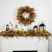 5ft. Real Touch™️ Greenery & Berries Fall Harvest Garland