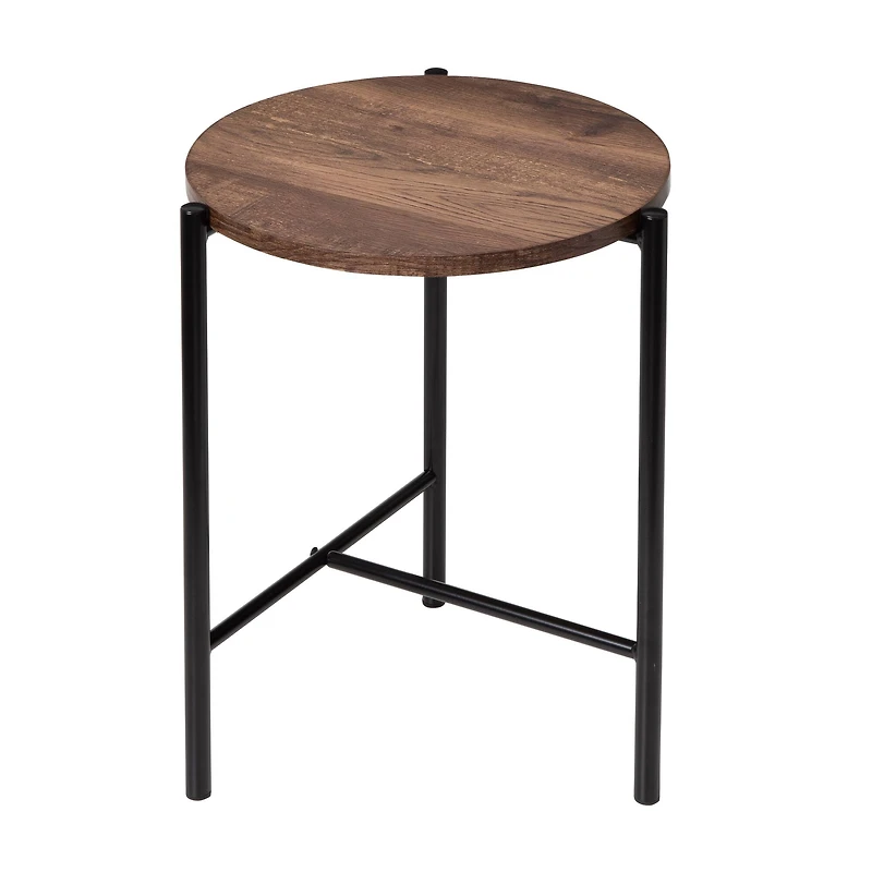 Honey Can Do Natural T-Pattern Base Round Side Table