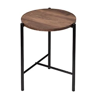 Honey Can Do Natural T-Pattern Base Round Side Table