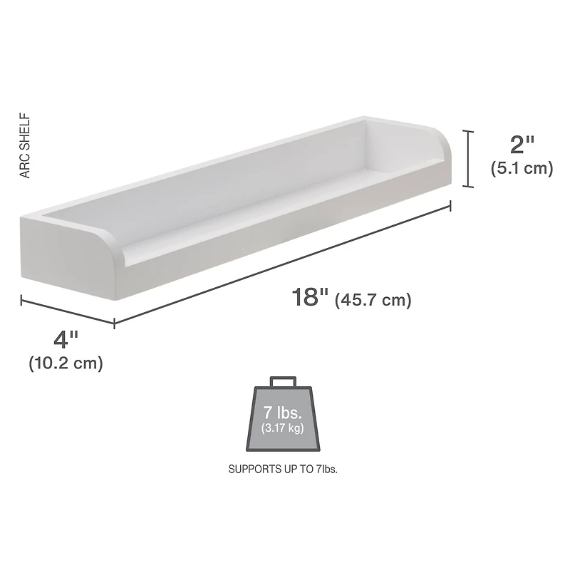 Melannco White MDF 18" Shelf, 2ct.