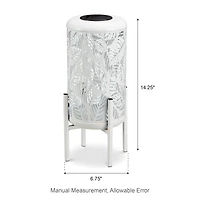 Glitzhome® 14.25" White Metal Cutout Leaves Pattern Solar Powered LED Outdoor Lanterns, 2ct.