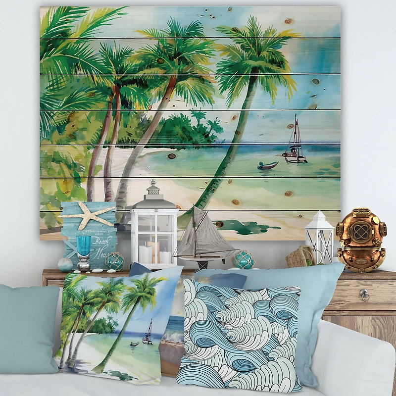 Designart - Summer Beach With Palm Trees