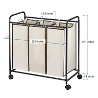 NEX™ 30" Brown Removable 3-Bag Laundry Sorter