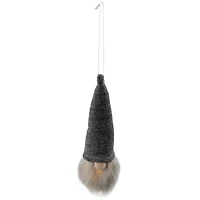 8" Metallic Gray Knit Gnome Head LED Ornament