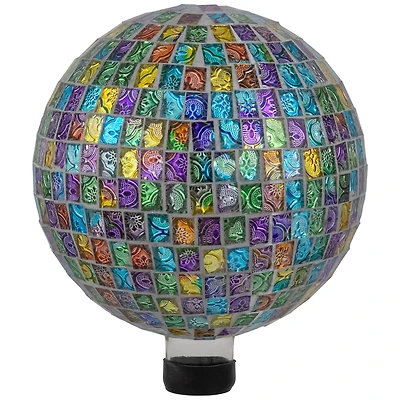 10" Multicolor Mosaic Window Pane Outdoor Garden Gazing Ball