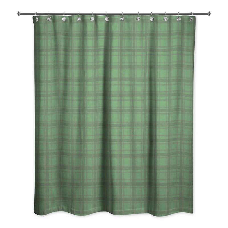 Green Plaid Pattern Shower Curtain