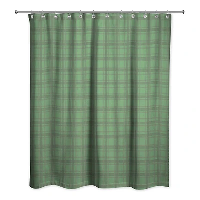 Green Plaid Pattern Shower Curtain
