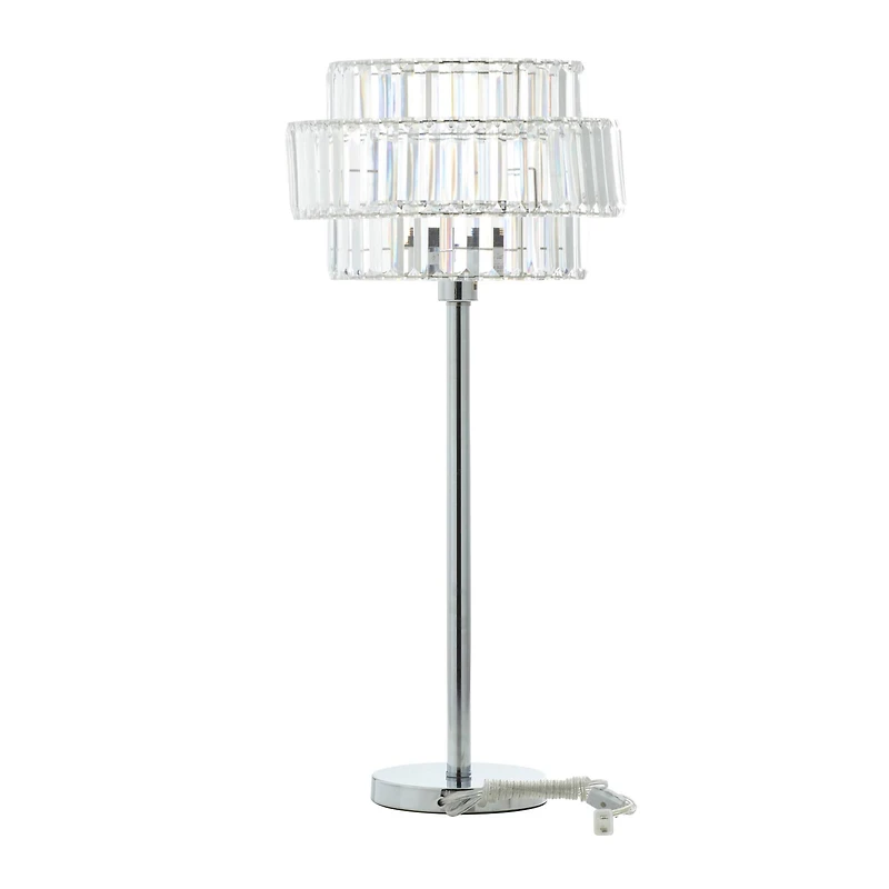 Silver Iron Contemporary Table Lamp, 30" x 13" x 13"