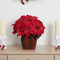 18" Potted Poinsettia with Decorative Vase