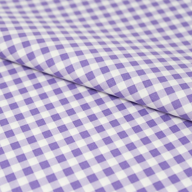 SINGER Purple Gingham Check Cotton Fabric