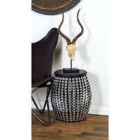 Black Iron and Wood Glam Accent Table, 19" x 16" x 16"
