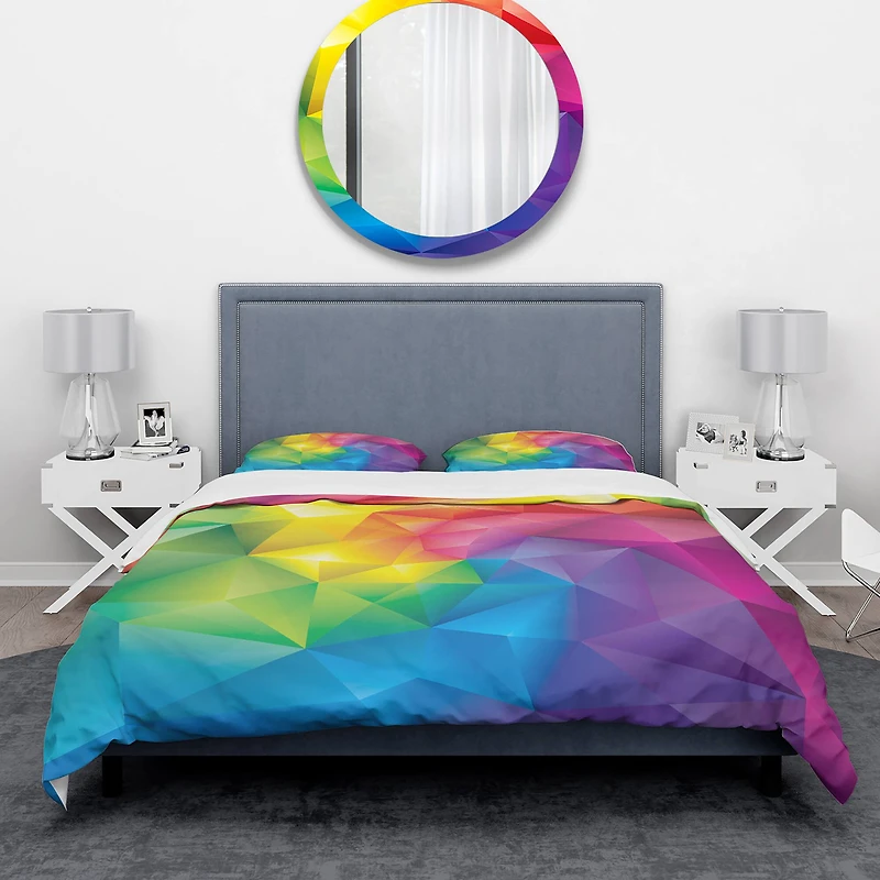 Designart 'Rainbow 3D Triangular Geometry' Modern & Contemporary Bedding Set