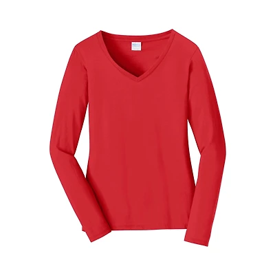 Port & Company® Fan Favorite™ Colors Long Sleeve Ladies V-Neck T-Shirt