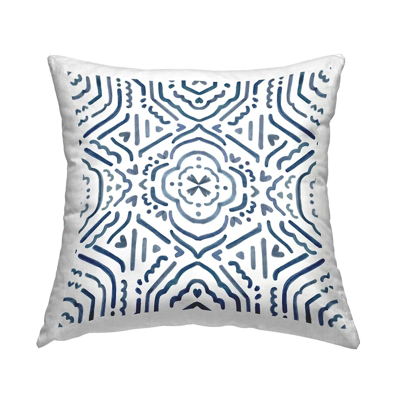 Stupell Industries Minimal Blue White Boho Lines Pattern Throw Pillow, 18" x 18"