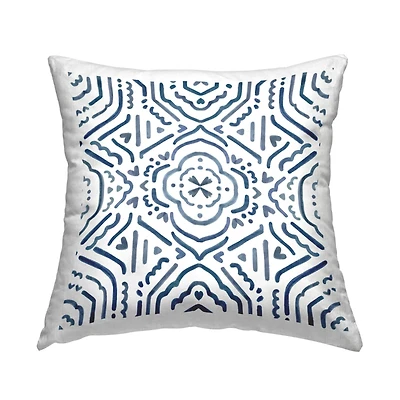 Stupell Industries Minimal Blue White Boho Lines Pattern Throw Pillow, 18" x 18"