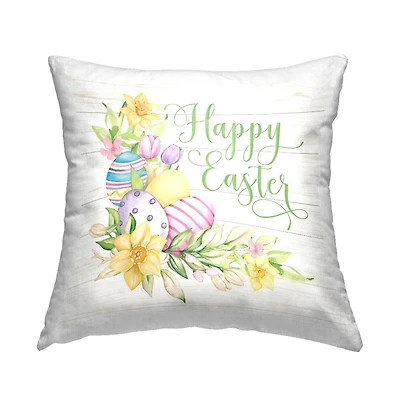 Stupell Industries Happy Easter Pastel Eggs Decorative Printed Throw Pillow