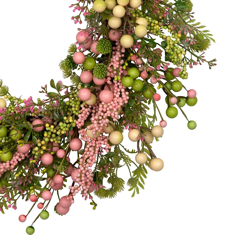 25" Pastel Berries & Olives Artificial Spring Wreath