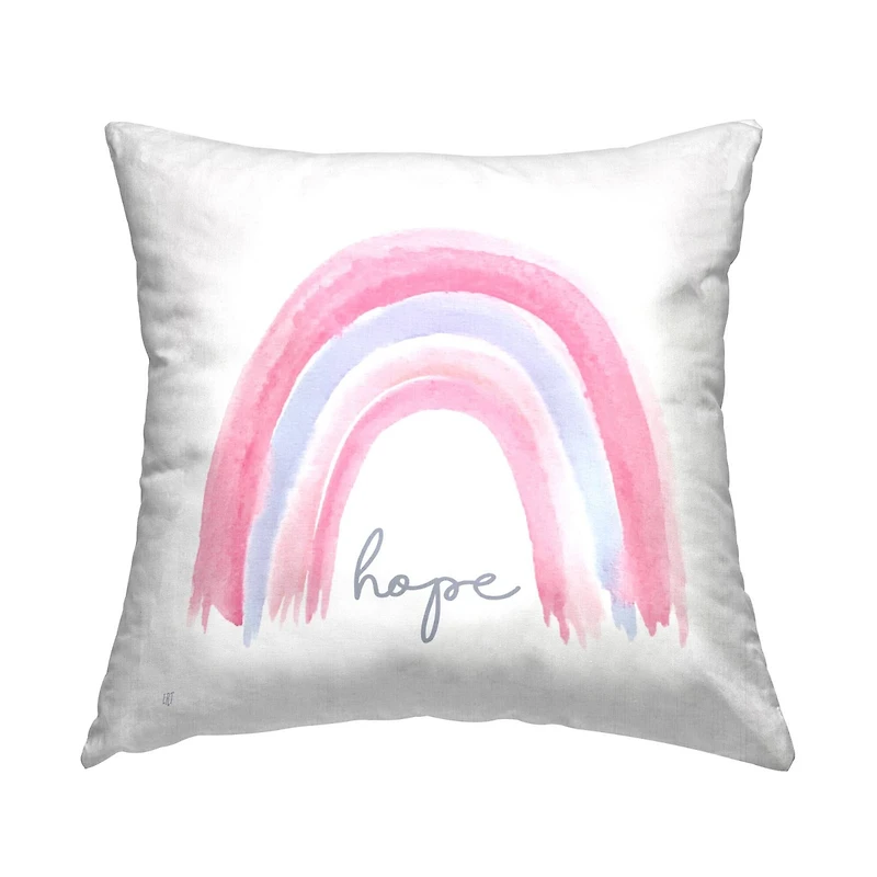 Stupell Industries Pastel Pink Rainbow Uplifting Hope Calligraphy Throw Pillow, 18" x 18"