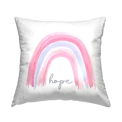Stupell Industries Pastel Pink Rainbow Uplifting Hope Calligraphy Throw Pillow, 18" x 18"