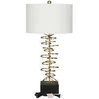 Gold Metal Gold Stacked Ring Table Lamp with Drum Shade 15" x 15" x 30"
