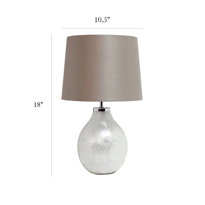 Simple Designs Light Pearl Table Lamp with Fabric Shade