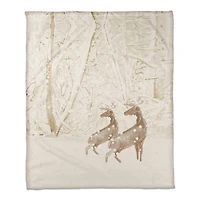 Snowy Woods Deer 50x60 Coral Fleece Blanket