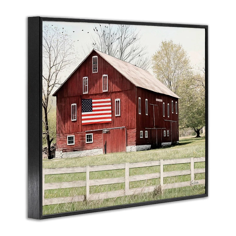 Stupell Industries Patriotic Barn Flag Framed Giclee Art