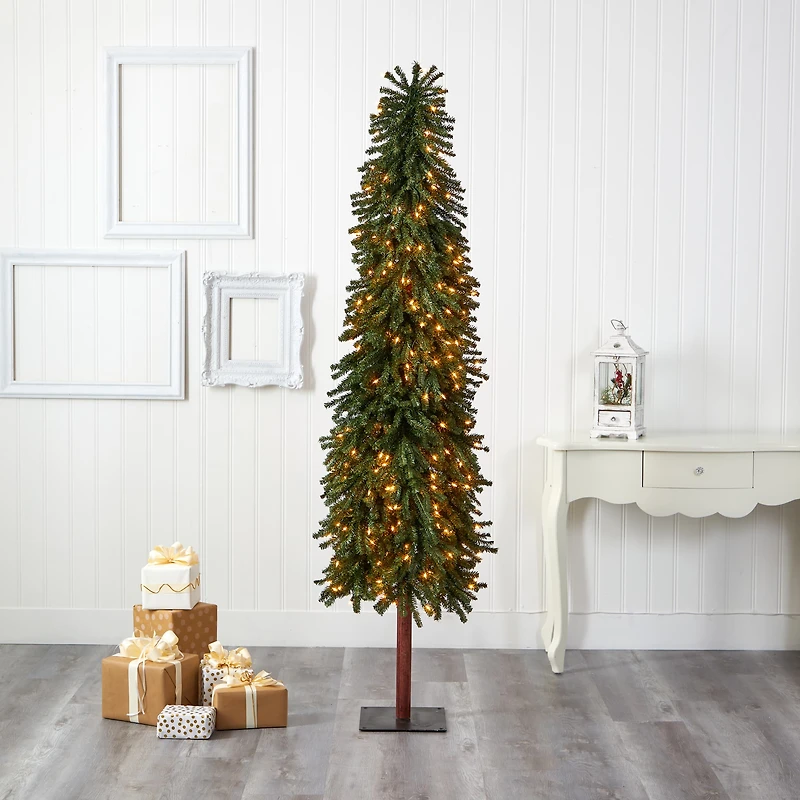 7ft. Pre-Lit Grand Alpine Artificial Christmas Tree, Clear LED Lights