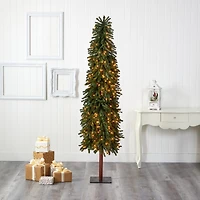 7ft. Pre-Lit Grand Alpine Artificial Christmas Tree, Clear LED Lights