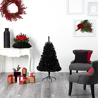 4ft. Pre-Lit Black Artificial Christmas Tree, Clear LED Lights