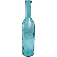 30" Teal Recycled Glass Tall Spanish Bottleneck Vase