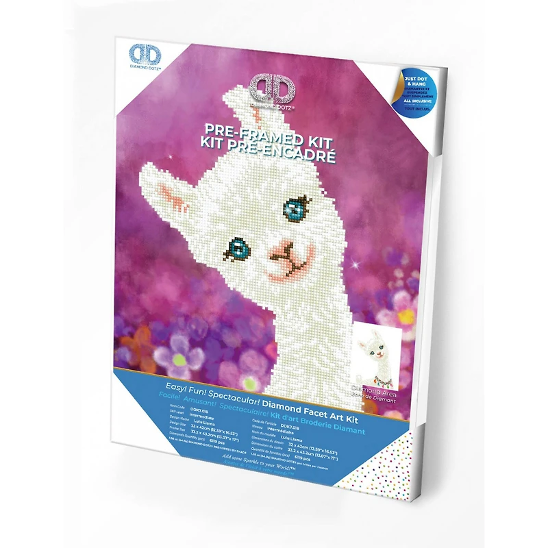 Diamond Dotz® Intermediate Lulu Llama with Frame Diamond Painting Kit