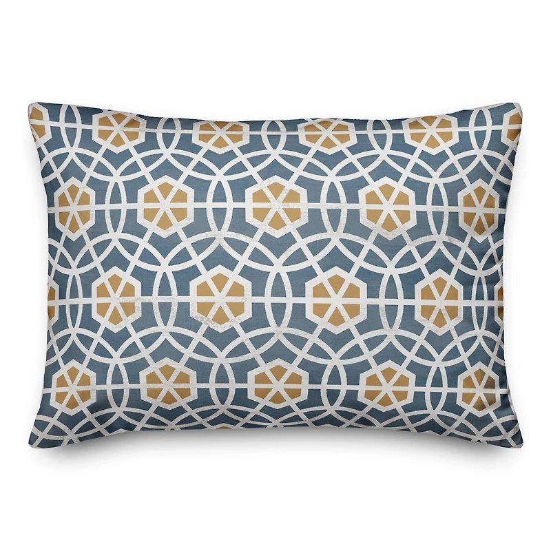 Blue & Yellow Circle Hex Throw Pillow