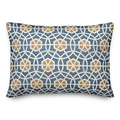 Blue & Yellow Circle Hex Throw Pillow