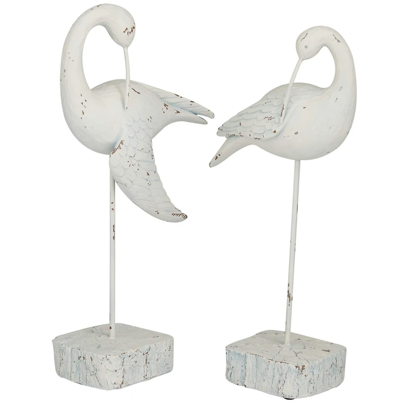 White Polystone Bird Sculpture Set