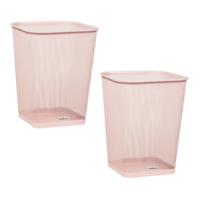 Mind Reader 2 Piece Square Metal Mesh Waste Basket Set