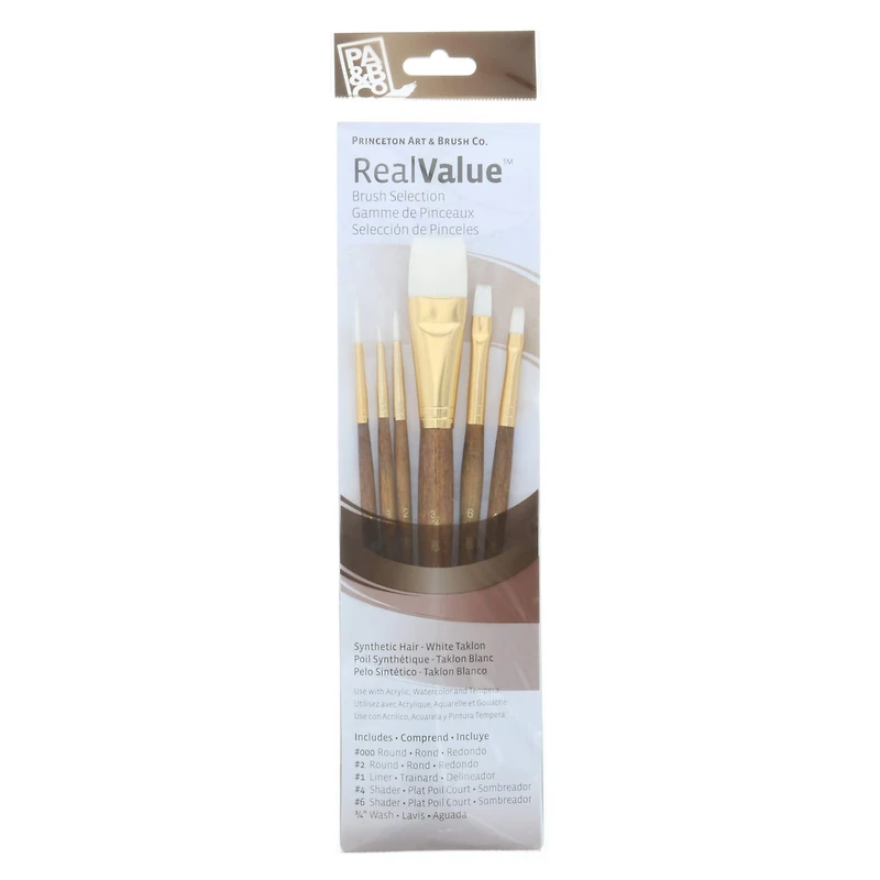 Princeton™ RealValue™ White Synthetic Taklon 6 Piece Brush Set