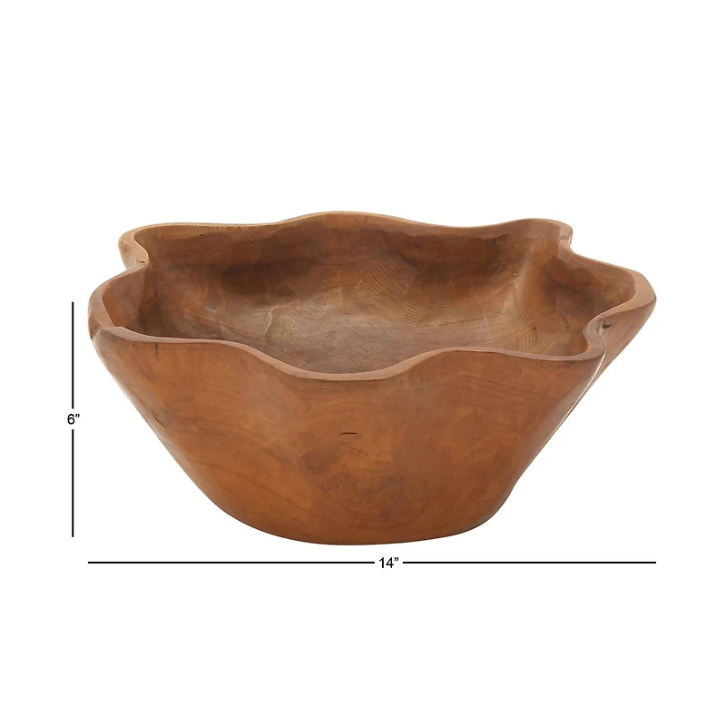 14" Brown Wood Natural Decorative Bowl