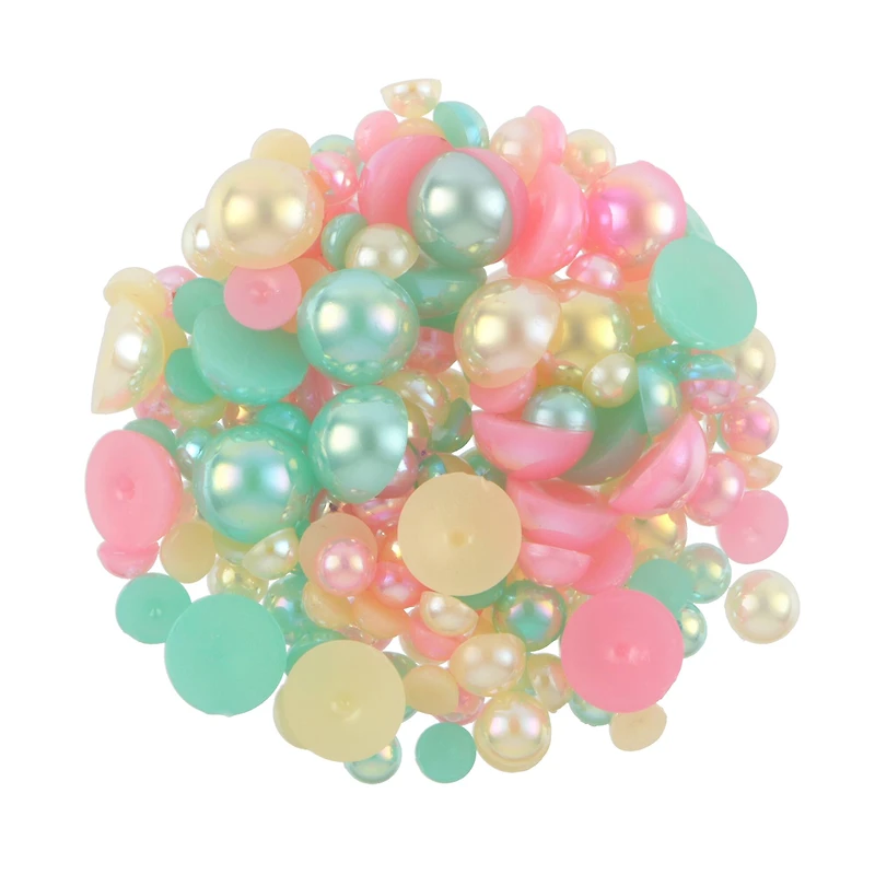 Turquoise, Ivory & Pink Aurora Borealis Plastic Flatback Pearl Mix, 5100ct. by Bead Landing™