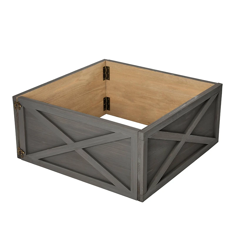 Glitzhome® 26" Warm Gray Wooden Tree Collar