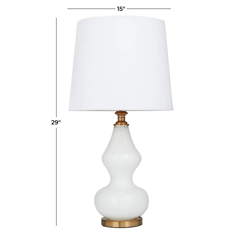 White Glass Table Lamp 15" x 15" x 29"
