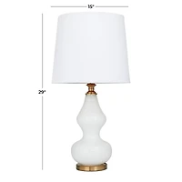 White Glass Table Lamp 15" x 15" x 29"